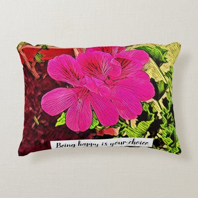 Being happy is your choice blooming flower accent kussen (Voorkant)