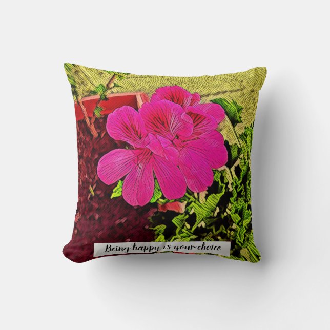 Being happy is your choice blooming flower  kussen (Voorkant)