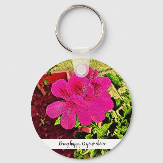 Being happy is your choice blooming flower  sleutelhanger (Voorkant)