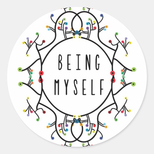 Being myself ronde sticker (Voorkant)