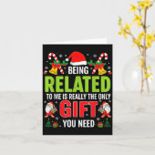 Being Related To Me Funny Christmas Men Women Kids Kaart (Gele Bloem)