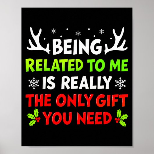 Being Related To Me Funny Christmas Shirts Women M Poster (Voorkant)