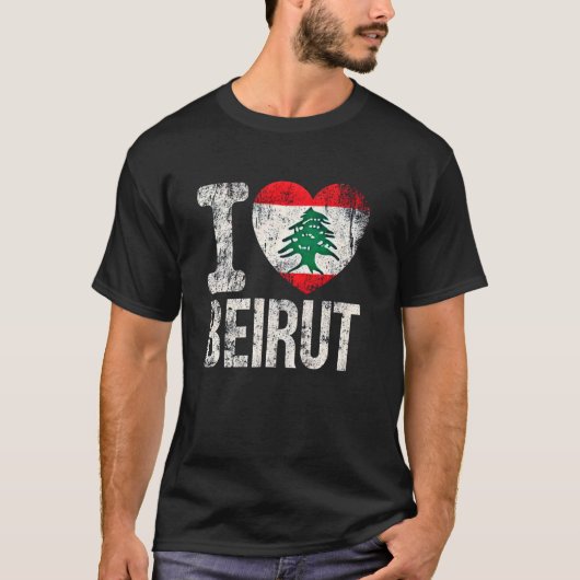 Beiroet Libanese vlag Ik hou van Beiroet T-shirt (Voorkant)