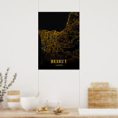 Beiroet - Libanon Gold City Map Poster (Keuken)