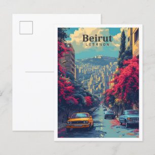 Beiroet Libanon kunst reisillustratie Briefkaart