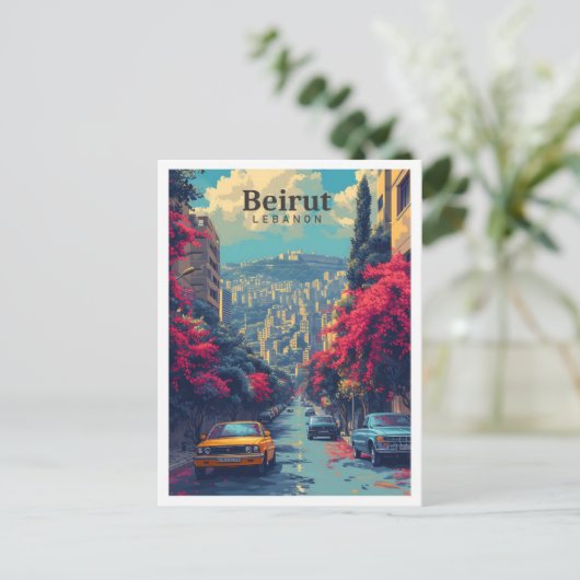 Beiroet Libanon  kunst reisillustratie Briefkaart (Staand voorkant)