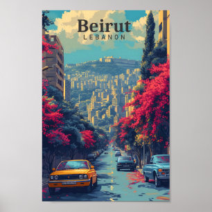 Beiroet Libanon kunst reisillustratie Poster