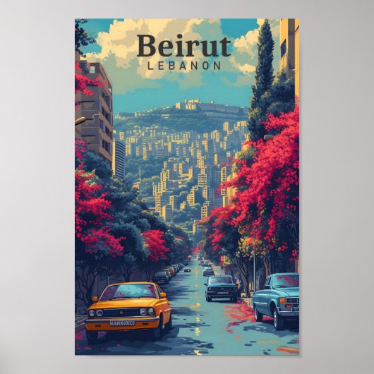Beiroet Libanon  kunst reisillustratie Poster (Voorkant)