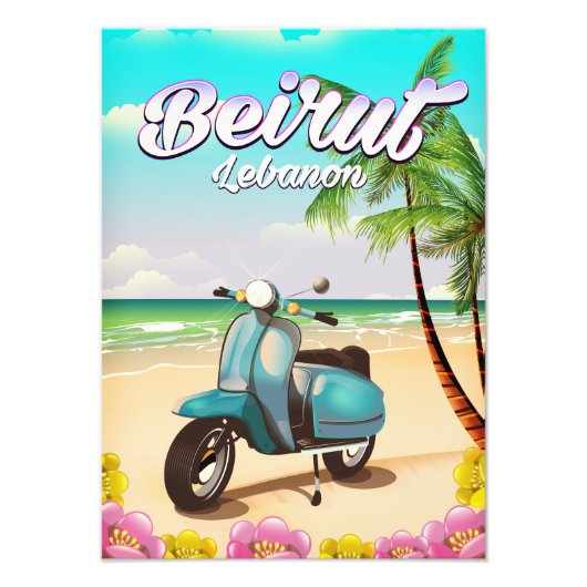 Beiroet Libanon Scooter-reisposter Foto Afdruk (Voorkant)