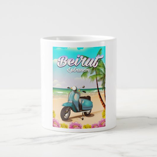 Beiroet Libanon Scooter-reisposter Grote Koffiekop (Voorkant)