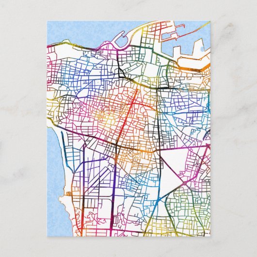 Beiroet Libanon Stadsplattegrond Briefkaart (Voorkant)