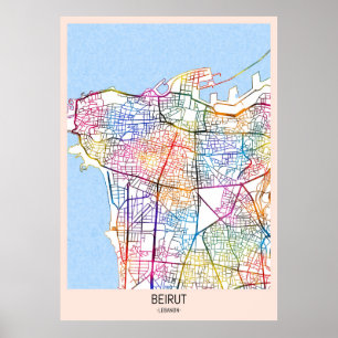 Beiroet Libanon Stadsplattegrond Poster