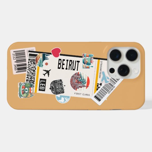 BEIROET LIBANON TRAVEL BOARDING PASS iPhone HOESJE (Achterkant horizontaal)