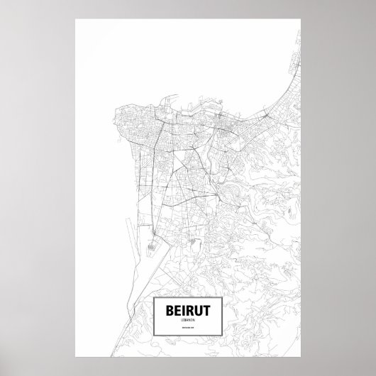 Beiroet, Libanon (zwart op wit) Poster (Voorkant)