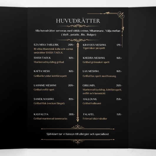 BEIROET RESTAURANG DRIELUIK KAART (Binnenkant midden)