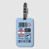  Beirut Lebanon travel ticket Bagagelabel (Voorkant (verticaal))