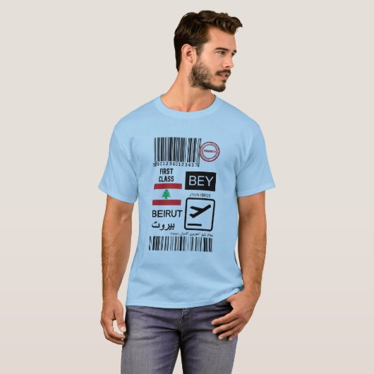 Beirut Lebanon travel ticket T-shirt (Voorkant volledig)