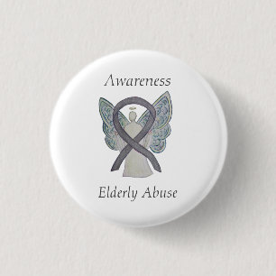Bejaarde Abuse Awareness Silver Angel Ribbon Pin Ronde Button 3,2 Cm