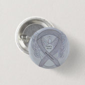 Bejaarde Abuse Awareness Silver Angel Ribbon Pin Ronde Button 3,2 Cm (Voorkant /achterkant)