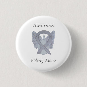 Bejaarde Abuse Awareness Silver Angel Ribbon Pin Ronde Button 3,2 Cm