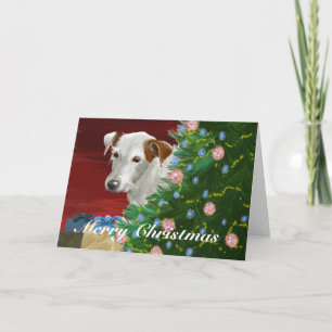 Bejaarde Jack Russell met Kerstboom Feestdagen Kaart