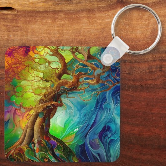 Bejewelde boom sleutelhanger (Achterkant)