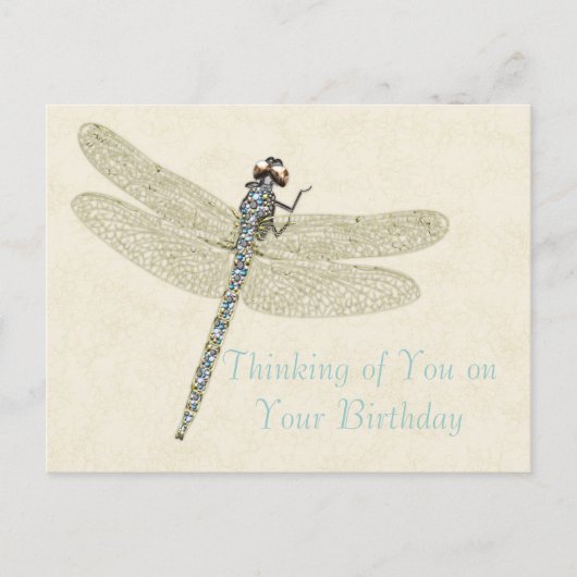 Bejewelde Dragonfly Birthday Wishes Briefkaart (Voorkant)