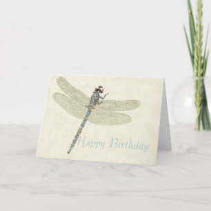 Bejewelde Dragonfly Happy Birthday-kaart Kaart