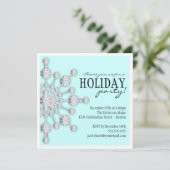 Bejewelde Snowflake Holiday Party Uitnodiging (Staand voorkant)