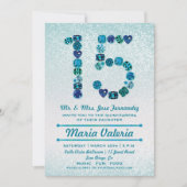 Bejeweled 15e verjaardag Quinceañera Party Uitnodi Kaart (Voorkant)