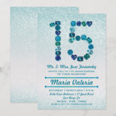 Bejeweled 15e verjaardag Quinceañera Party Uitnodi Kaart (Voorkant / Achterkant)