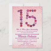Bejeweled 15th Birthday Quinceañera Party nodigt u Kaart (Voorkant)