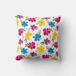 Bejeweled Boho Waterverf Floral Artistic Kussen