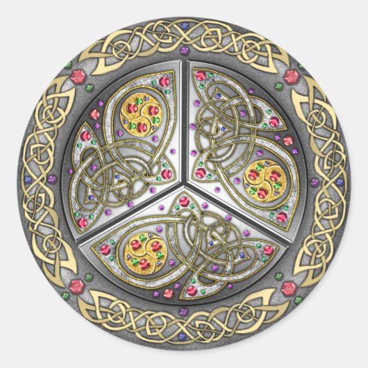 Bejeweled Celtic Shield Ronde Sticker (Voorkant)