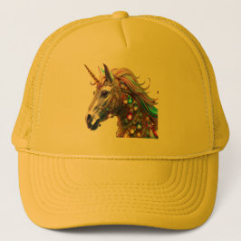 Bejeweled eenhoorn met gouden hoorn trucker pet