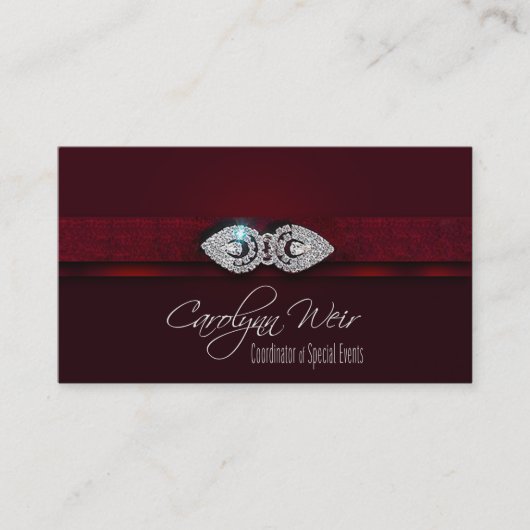 "Bejeweled" - Glamoureus Elegant Event Planner Visitekaartje (Voorkant)
