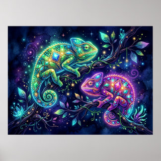 Bejeweled Kameleon Ontwerp Muurposter Poster