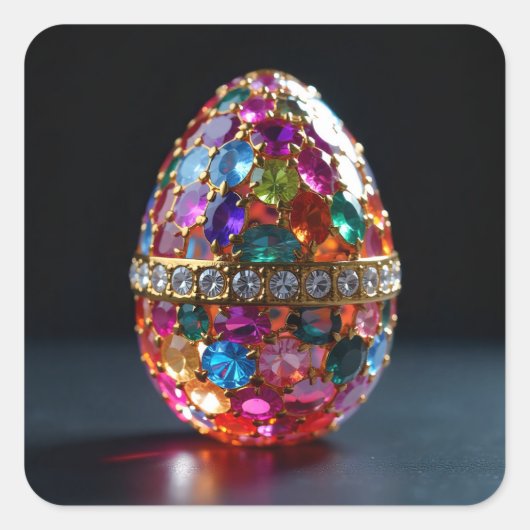 Bejeweled Paasei Vierkante Sticker (Voorkant)