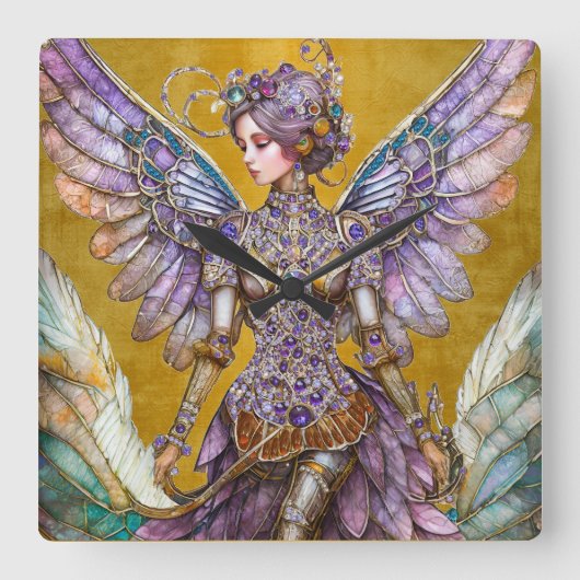 Bejeweled Sugar Plum Fairy Vierkante Klok (Voorkant)