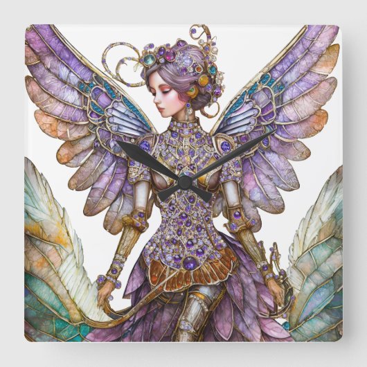 Bejeweled Sugar Plum Fairy Vierkante Klok (Voorkant)