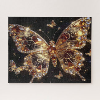 Bejeweled Topaz Butterfly on Black  Legpuzzel