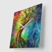 Bejeweled Tree of Life Vierkante Klok (Hoek)