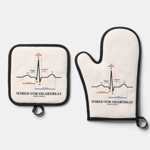 Bekabeld voor hartslag ECG/EKG Sinus Rhythm Ovenwant & Pannenlap Set