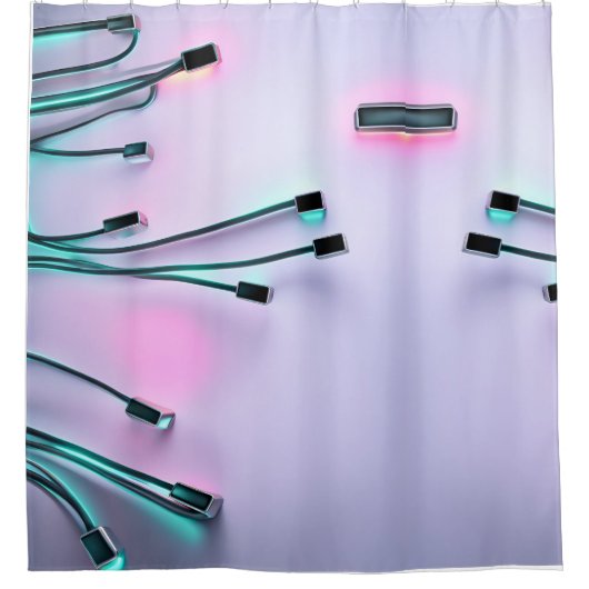 Bekabelde neon douchegordijn (Voorkant)