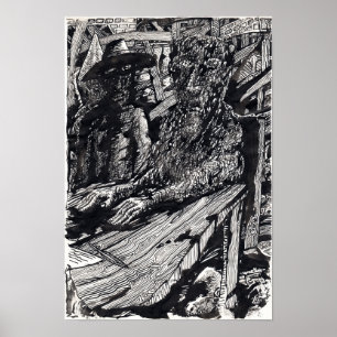 "Beken!" tekening in Oost-Indische inkt Poster