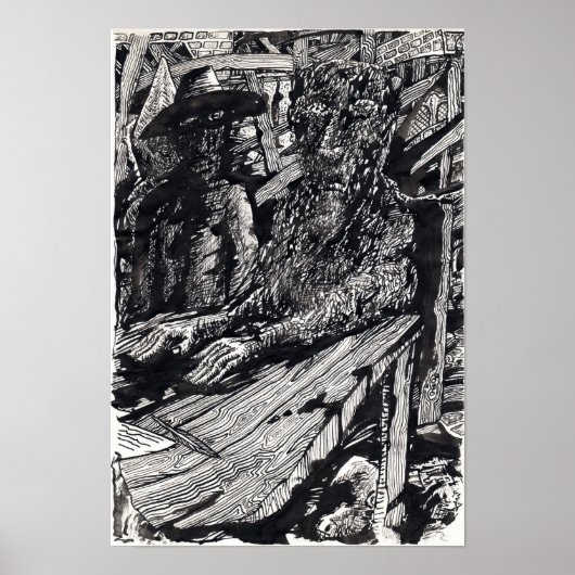 "Beken!" tekening in Oost-Indische inkt Poster (Voorkant)