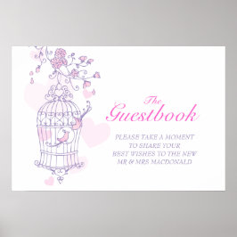 Beken uit het huwelijksgastenboek liefhebbers roze poster