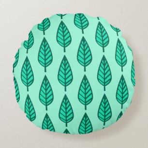 Bekenblad patroon - Turquoise en aqua Rond Kussen