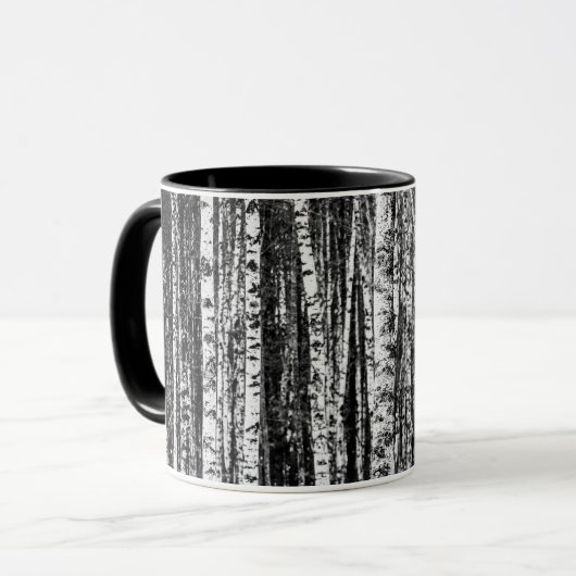 Bekenbomen, wit en houtskoolgrijs mok (Voorkant links)