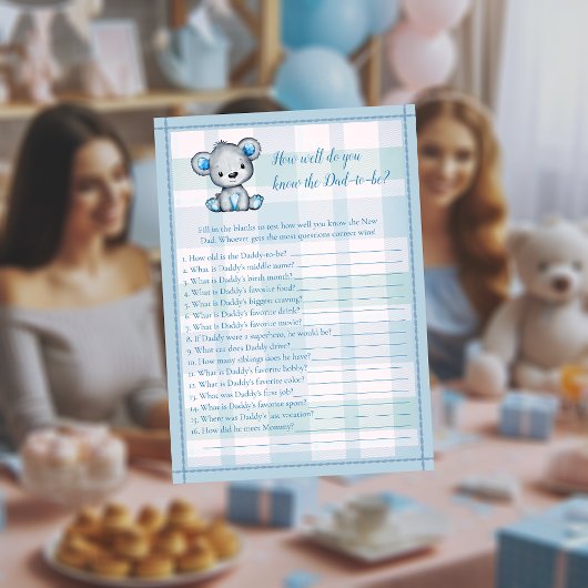 Bekend papa Best Cute Gray Beer Boy Shower Game Kaart